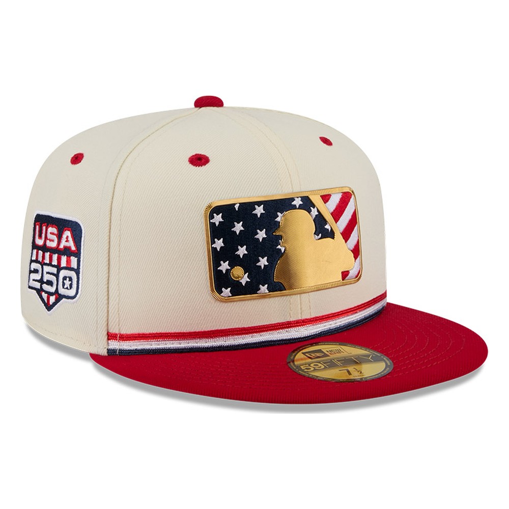 MLB Logo 2026 Fourth of July USA 250 Patch New Era 59FIFTY Fitted Hat