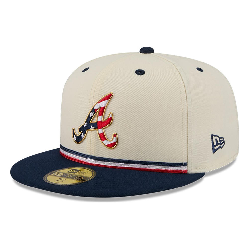 Atlanta Braves 2026 Fourth of July USA 250 Patch New Era 59FIFTY Fitted Hat