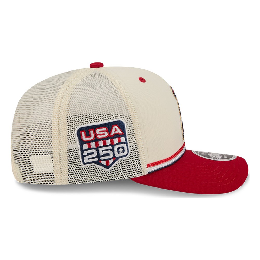 Los Angeles Angels 2026 Fourth of July USA 250 Patch New Era 9SEVENTY Trucker Adjustable Snapback Hat