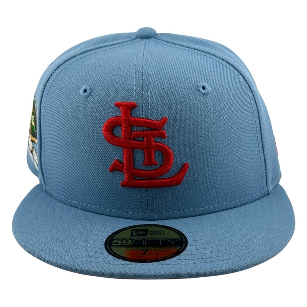 St. Louis Cardinals Light Blue with Red STL Logo Sportsman's Park Patch New Era 59FIFTY Fitted Hat