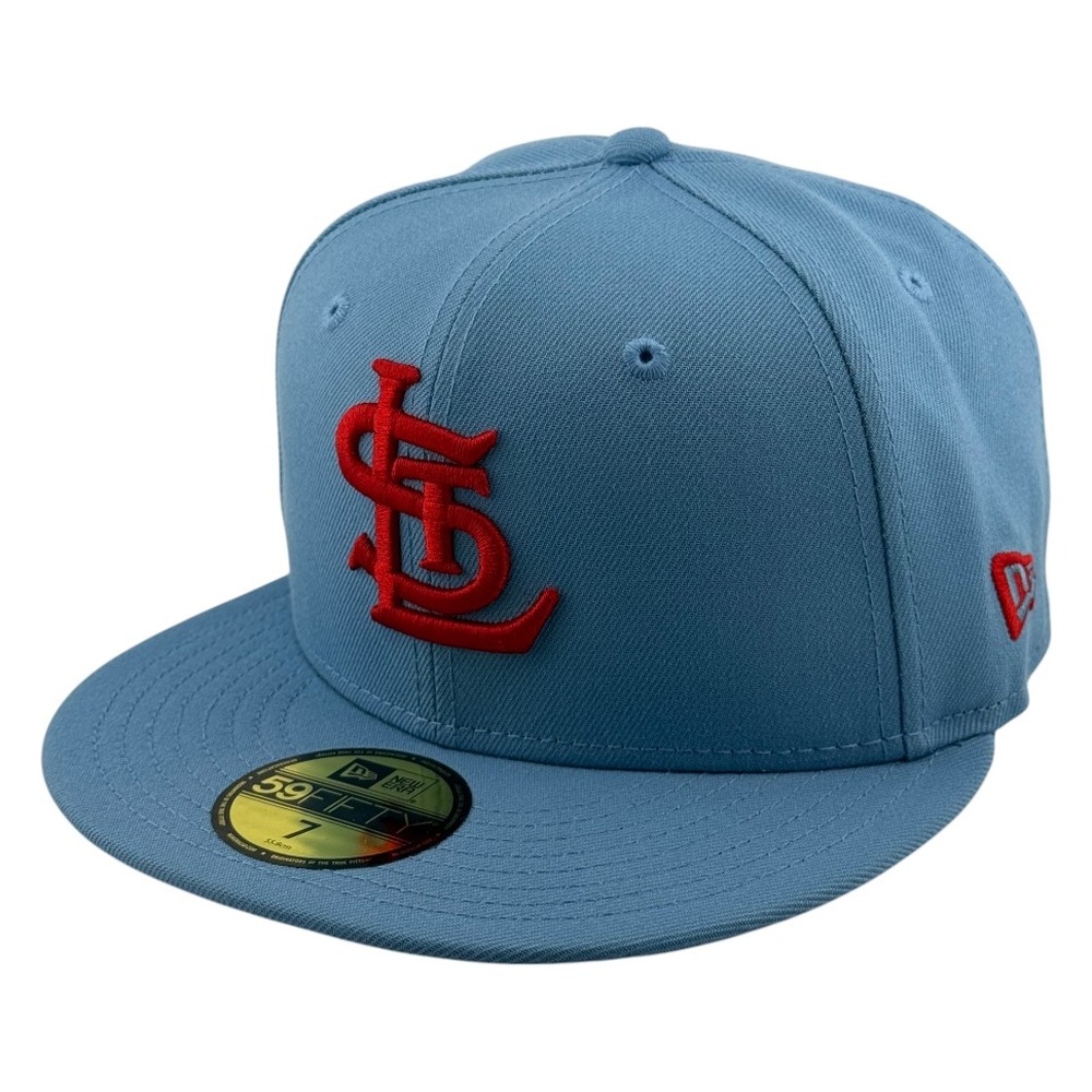 St. Louis Cardinals Light Blue with Red STL Logo Sportsman's Park Patch New Era 59FIFTY Fitted Hat