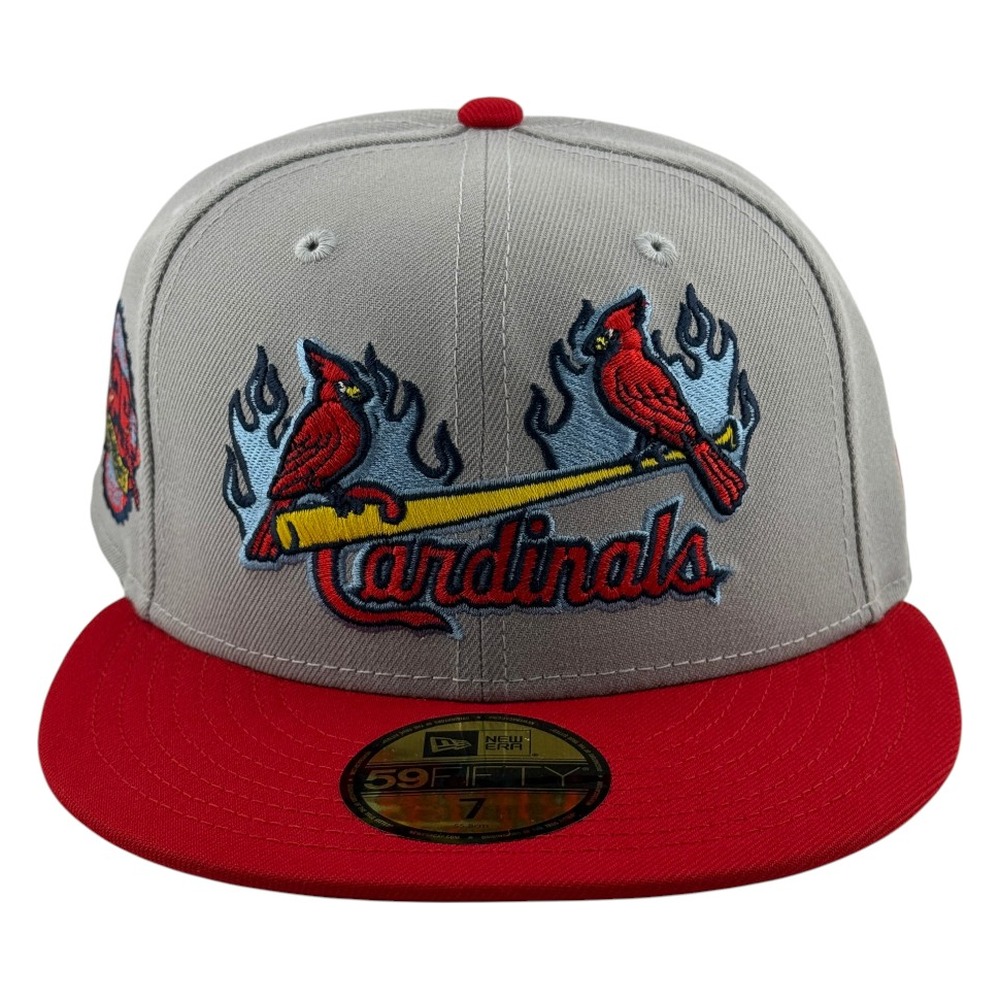 St. Louis Cardinals Grey and Red Flaming Birds 125th Anniversary Patch New Era 59FIFTY Fitted Hat