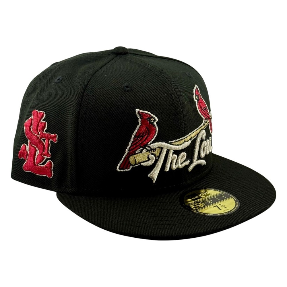 St. Louis Cardinals Black Red The Lou STL Patch New Era 59FIFTY Fitted Hat