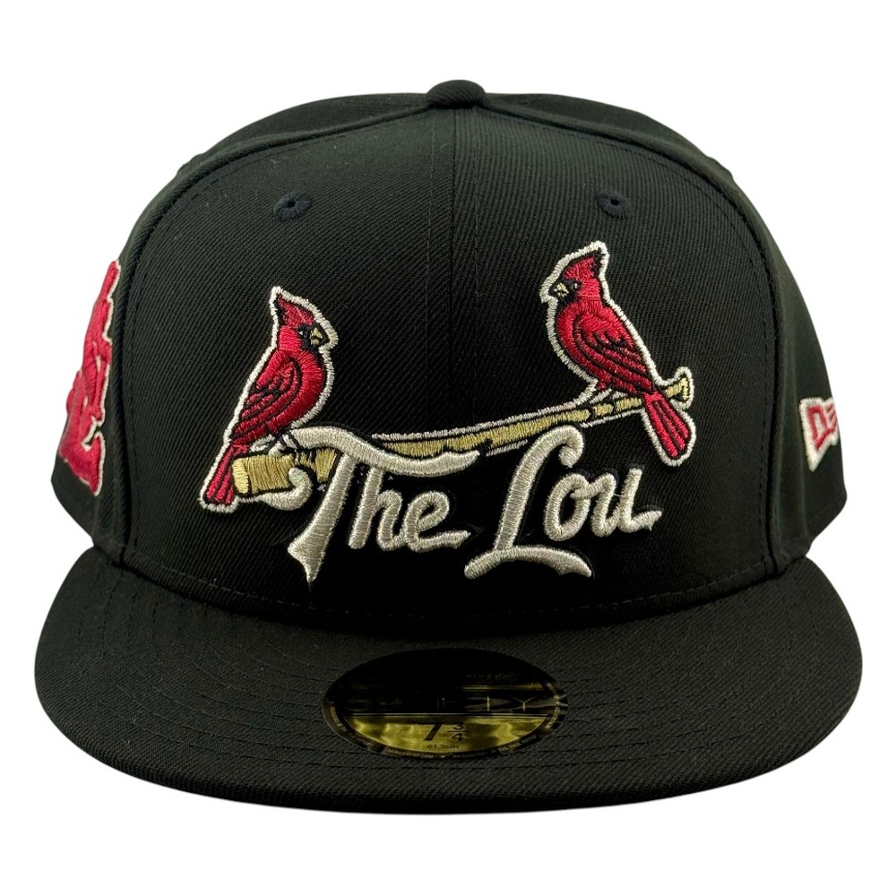 St. Louis Cardinals Black Red The Lou STL Patch New Era 59FIFTY Fitted Hat