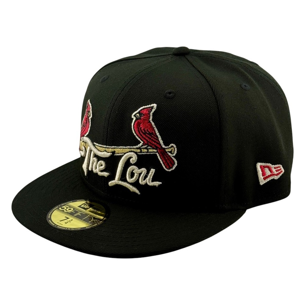 St. Louis Cardinals Black Red The Lou STL Patch New Era 59FIFTY Fitted Hat