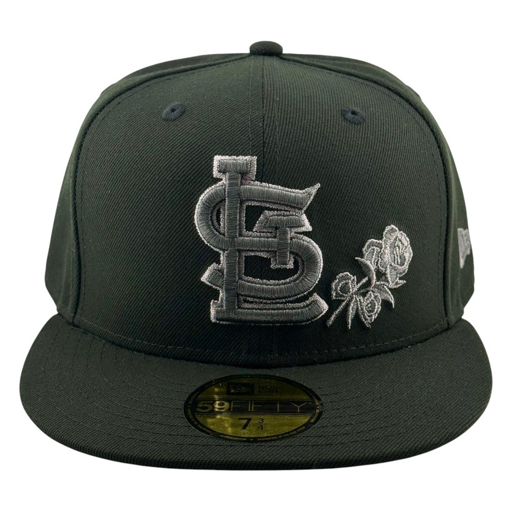 St. Louis Cardinals Black Grey Logo Rose New Era 59FIFTY Fitted Hat
