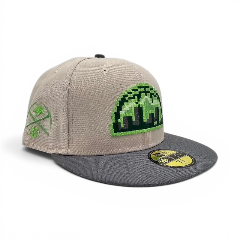 Denver Nuggets Stone Storm Gray 2T Leon the Lab City Patch Mountian Pine Green UV New Era 59FIFTY Fitted Hat
