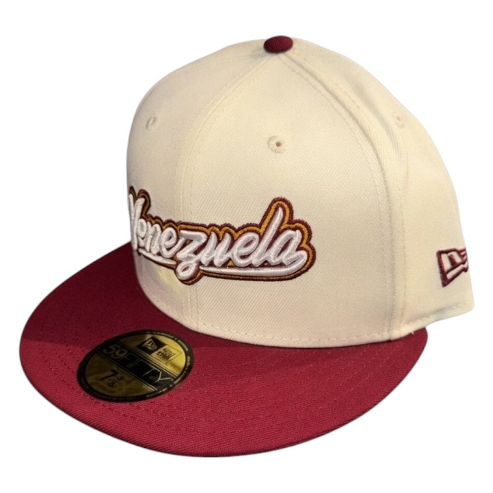 Venezuela Chrome and Maroon Flag Patch Trophy Batterman New Era 59FIFTY Fitted Hat