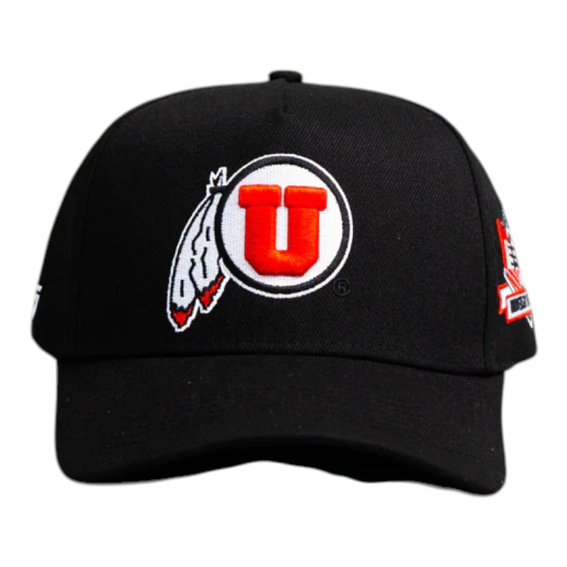 Utah Utes Black Stadium Patch Woodn Grail Snapback Hat