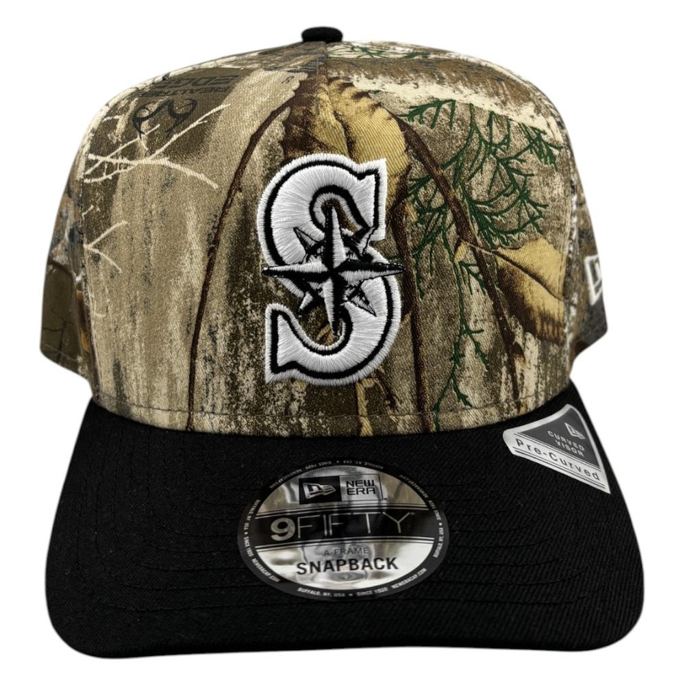 Seattle Mariners Realtree Camo and Black 2Tone New Era 9FIFTY A-Frame Snapback Hat