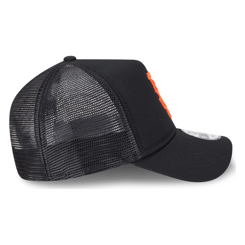 San Francisco Giants Black SF Logo New Era 9FORTY A-Frame Trucker Adjustable Hat
