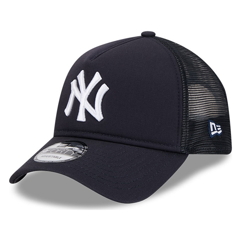 New York Yankees Black New Era 9FORTY A-Frame Trucker Adjustable Hat