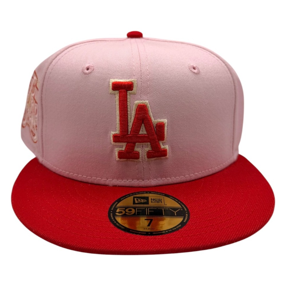 Los Angeles Dodgers Pink and Red 75th WS Patch Grey UV New Era 59FIFTY Fitted Hat