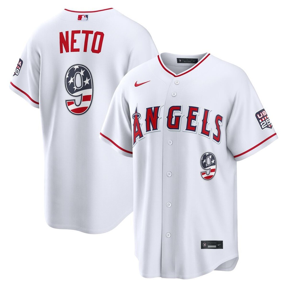 Nike MLB Los Angeles Angels ユニフォーム Los Angeles Angels Zach Neto White 2026 USA 250 Fourth of July