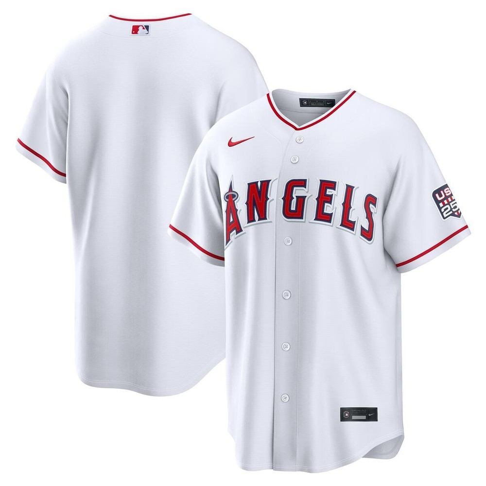 Los Angeles Angels White 2026 USA 250 Fourth of July Home Blank Nike Stadium Player Jersey
