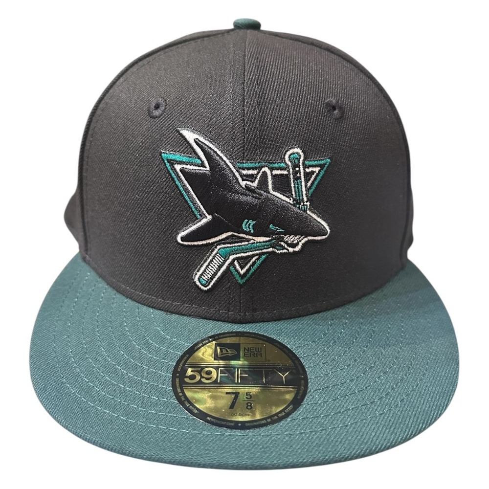 San Jose Sharks Black and Green 30th Anniversary Patch Grey UV New Era 59FIFTY Fitted Hat