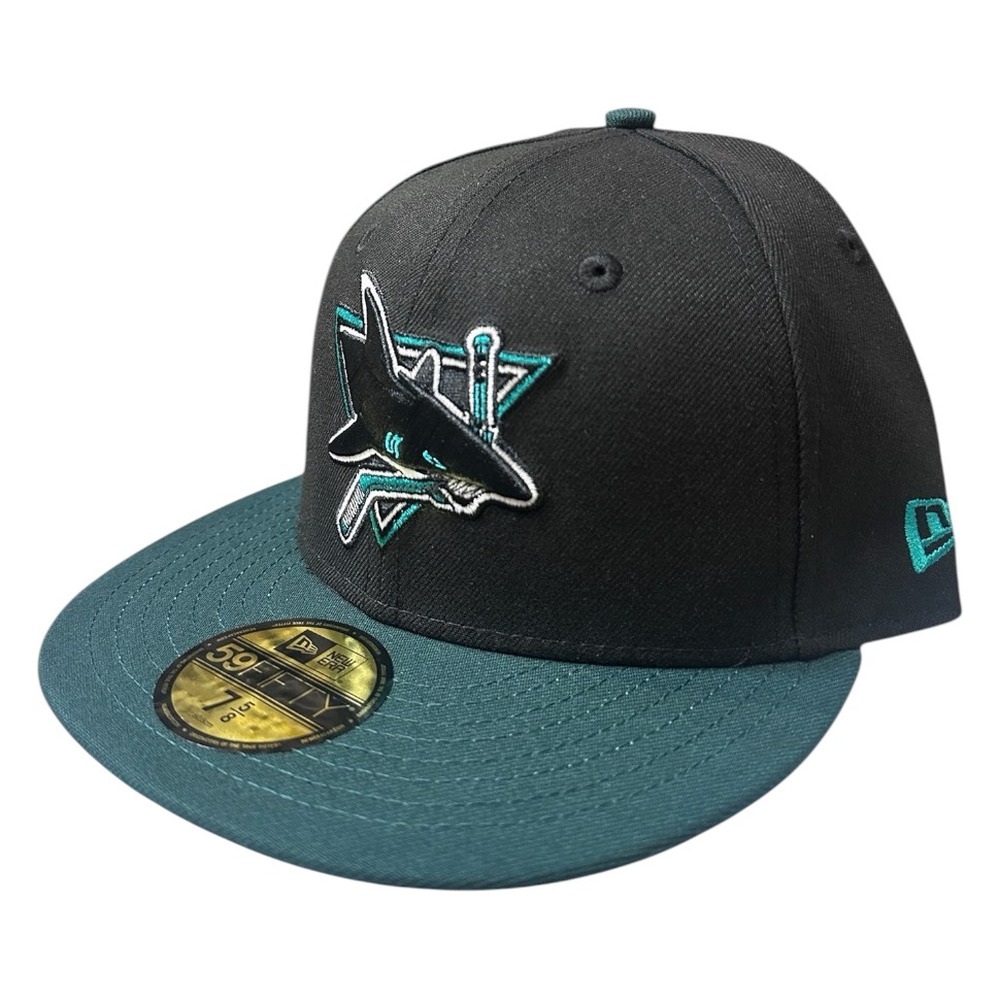 San Jose Sharks Black and Green 30th Anniversary Patch Grey UV New Era 59FIFTY Fitted Hat
