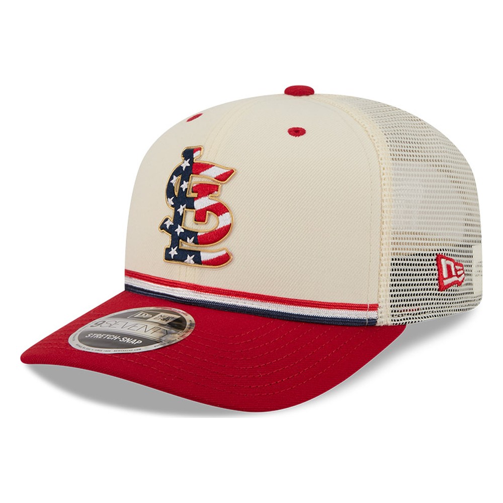 St. Louis Cardinals 2026 Fourth of July USA 250 Patch New Era 9SEVENTY Trucker Adjustable Snapback Hat