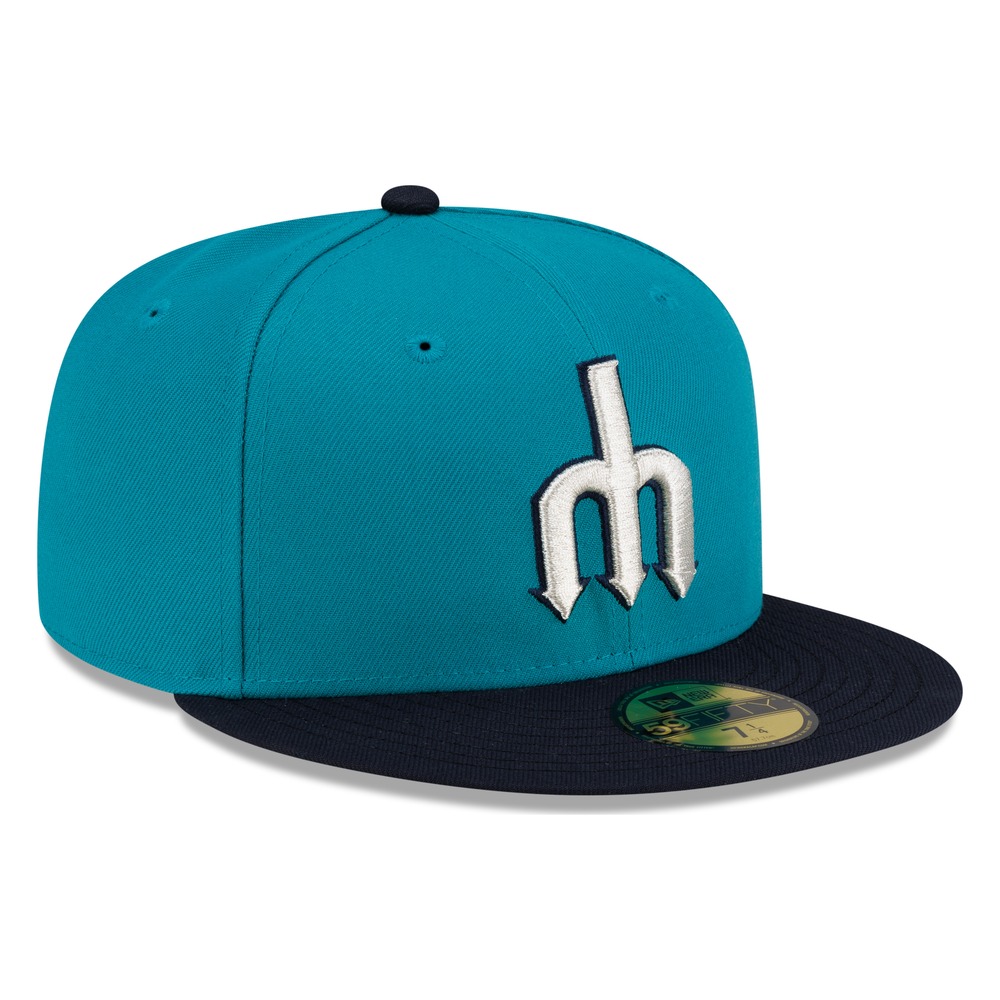 Seattle Mariners Teal and Navy Cream Trident Logo New Era 59FIFTY Fitted Hat