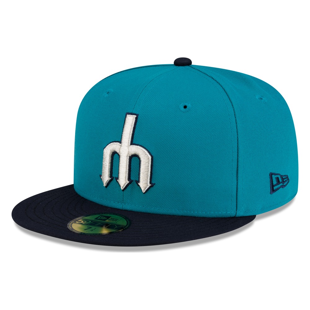 Seattle Mariners Teal and Navy Cream Trident Logo New Era 59FIFTY Fitted Hat