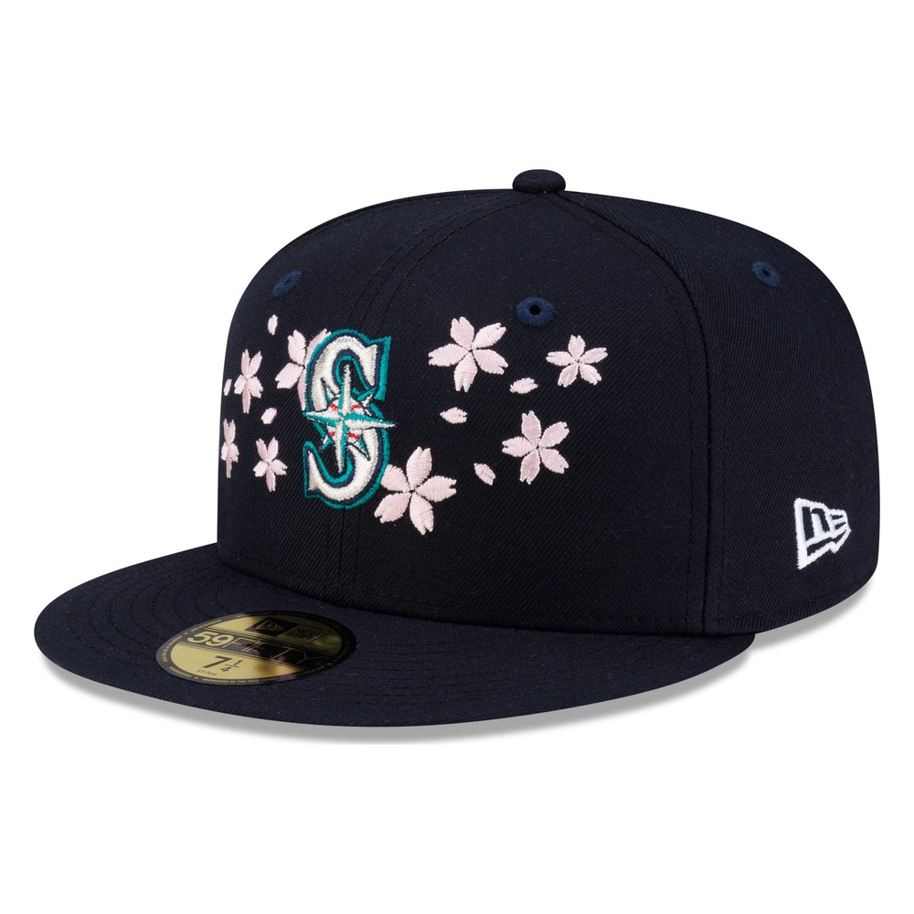 Seattle Mariners Navy Pink Blossom Flowers New Era 59FIFTY Fitted Hat