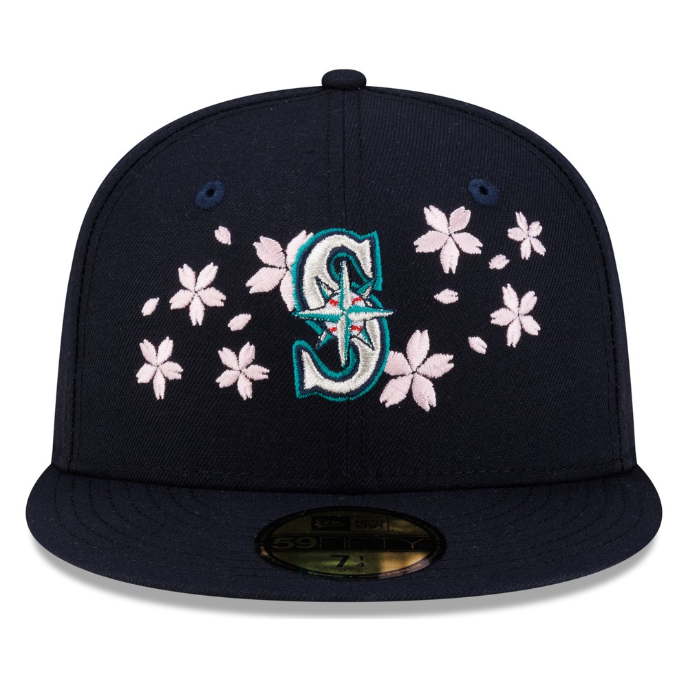 Seattle Mariners Navy Pink Blossom Flowers New Era 59FIFTY Fitted Hat