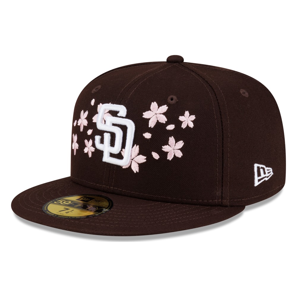San Diego Padres Brown Pink Blossom Flowers New Era 59FIFTY Fitted Hat
