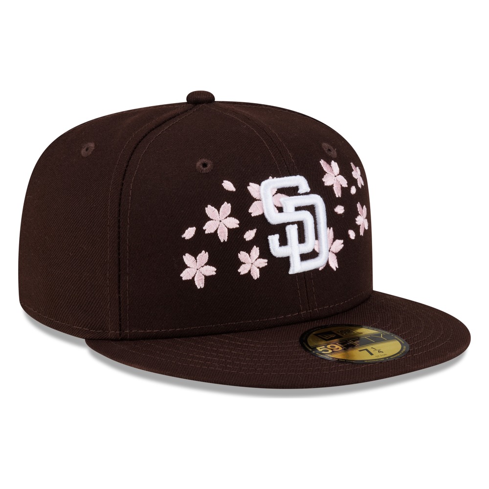 San Diego Padres Brown Pink Blossom Flowers New Era 59FIFTY Fitted Hat