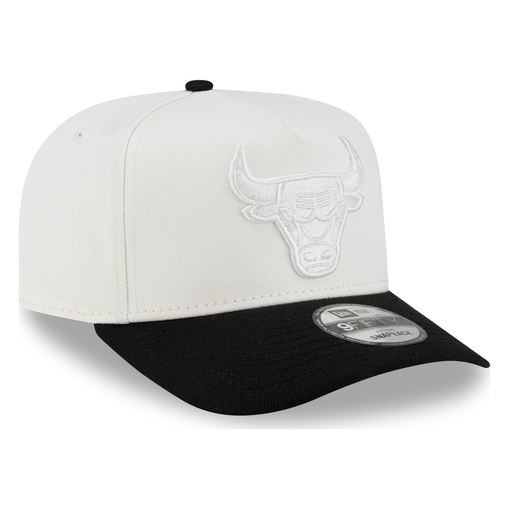 Chicago Bulls White and Black Tonal Logo New Era 9FIFTY A-Frame Snapback Hat
