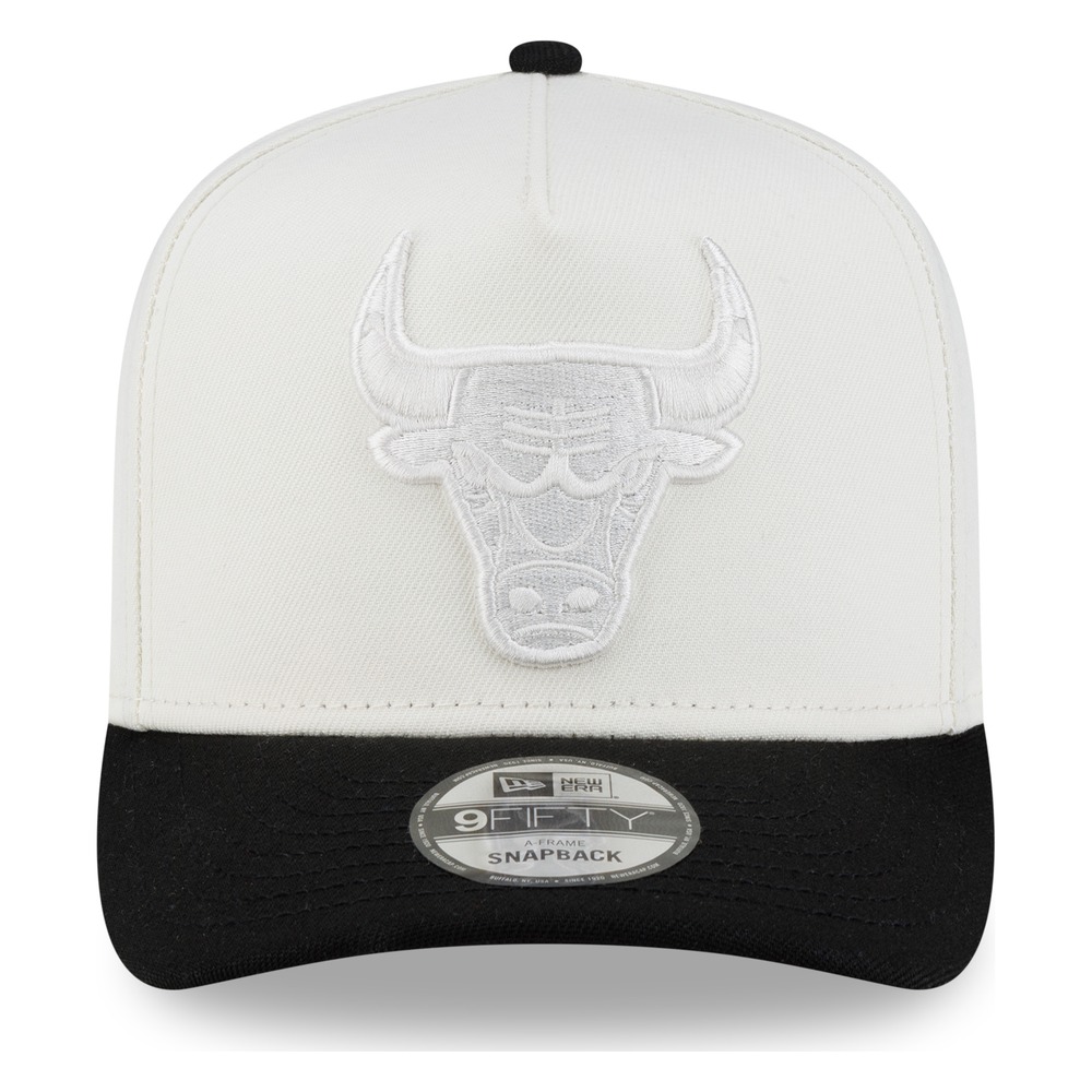 Chicago Bulls White and Black Tonal Logo New Era 9FIFTY A-Frame Snapback Hat