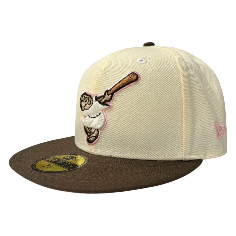 San Diego Padres Chrome and Brown Swinging Friar Petco Park Patch Pink UV New Era 59FIFTY Fitted Hat