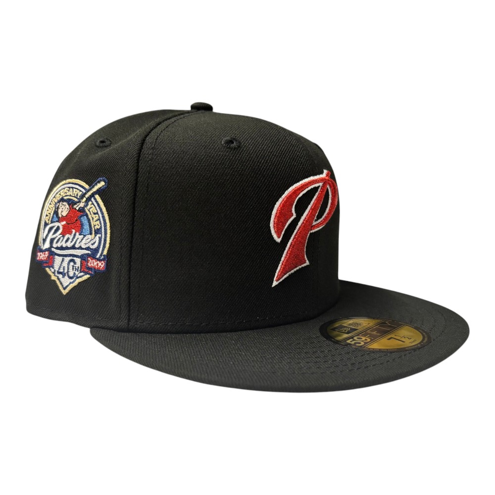 San Diego Padres Black "P" Logo 40th Anniversary Patch New Era 59FIFTY Fitted Hat