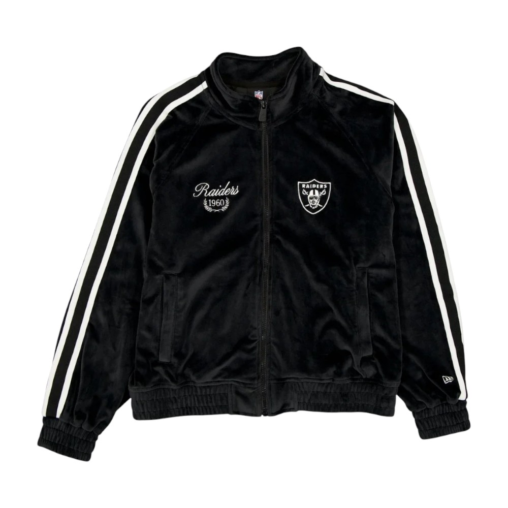 Women's Las Vegas Raiders Black Throwback Prep New Era Track Jacket