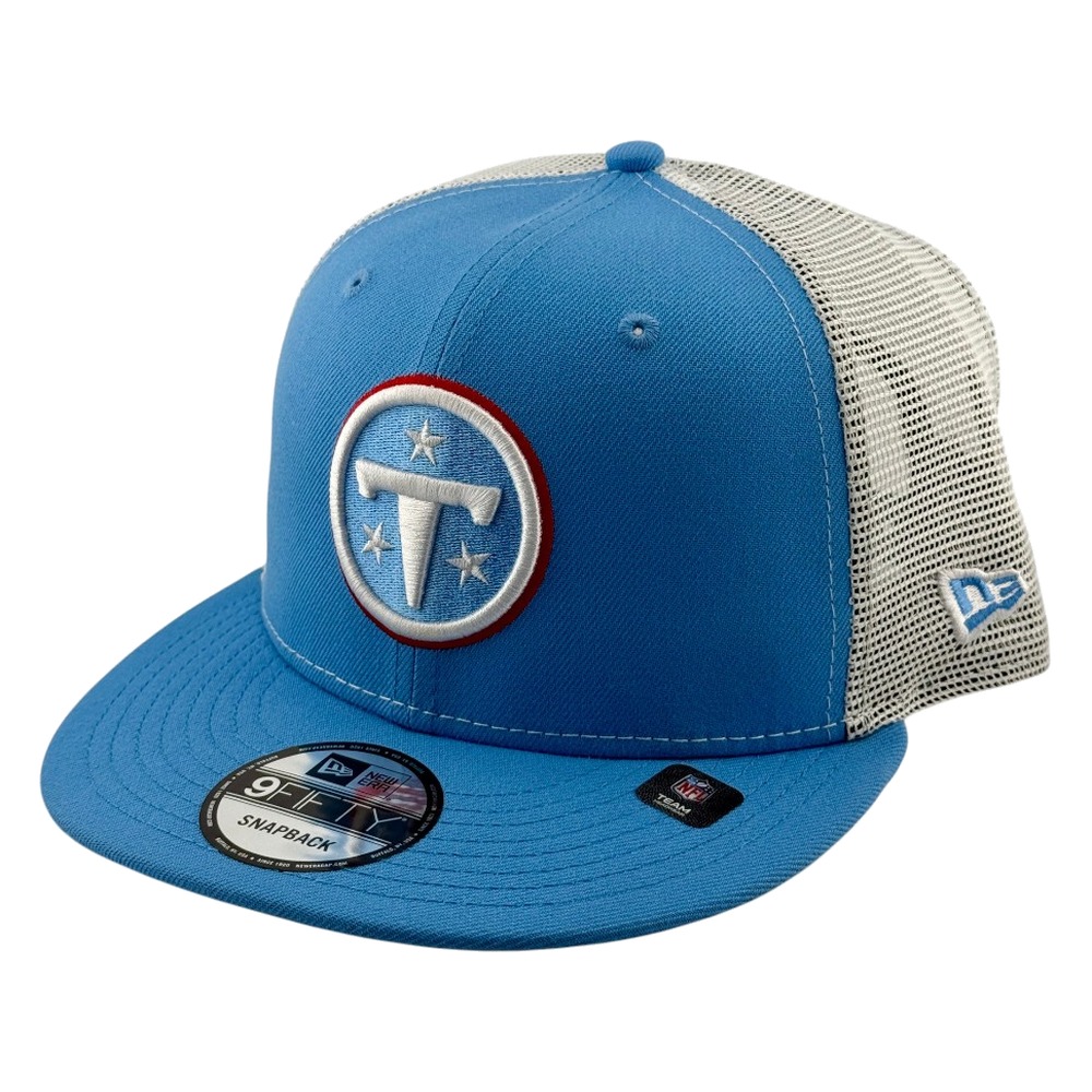 Tennessee Titans Light Blue Circle Logo Titans Script Patch New Era 9FIFTY Snapback Hat