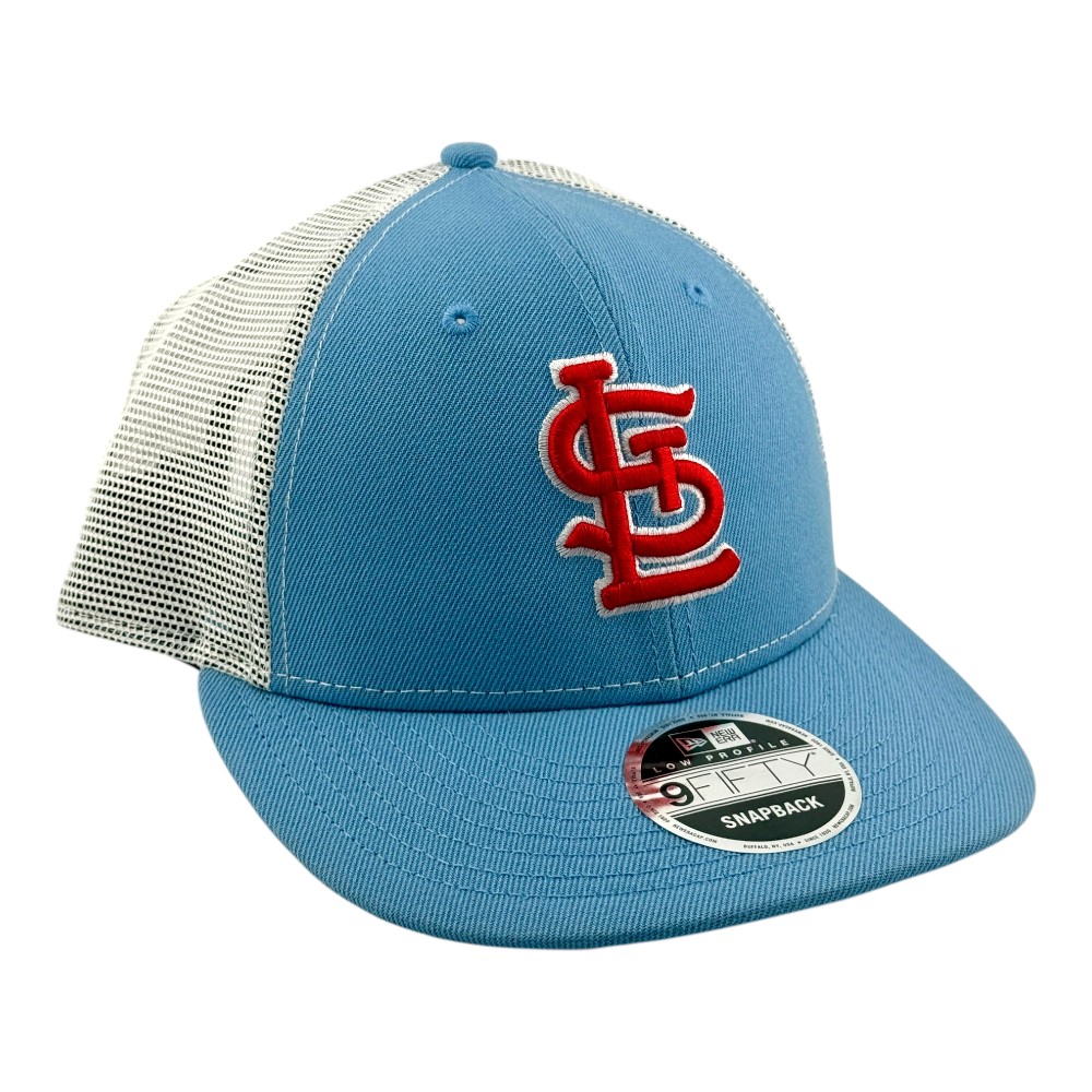 St. Louis Cardinals Light Blue and White Trucker New Era Low Profile 9FIFTY Snapback Hat