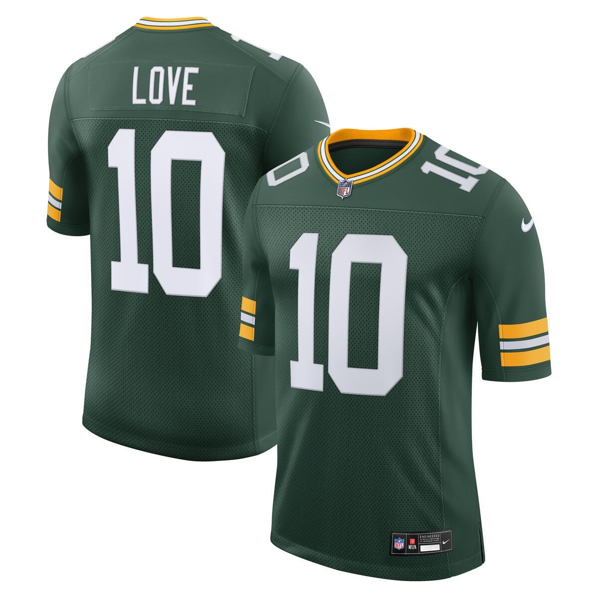 Green Bay Packers Jordan Love Nike Vapor F.U.S.E Stitched Limited Jersey