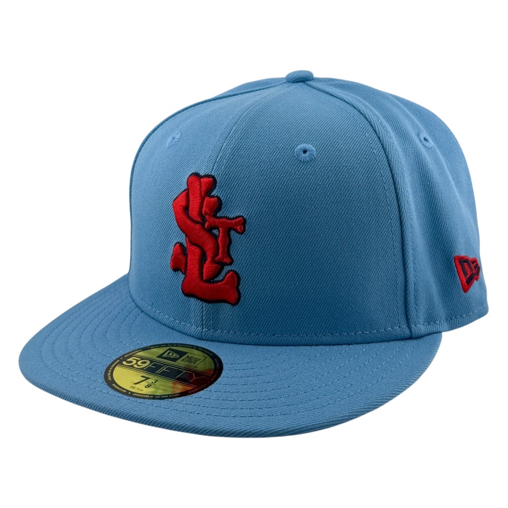 St. Louis Cardinals Light Blue City Connect STL Logo Fleur De Lis Patch New Era 59FIFTY Fitted Hat