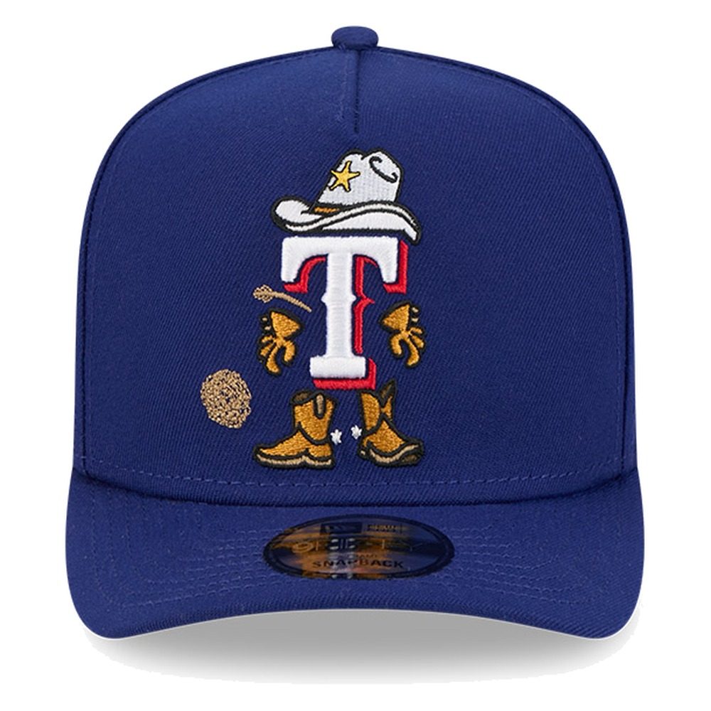 Texas Rangers Navy Cartoon New Era 9FIFTY A-Frame Snapback Hat
