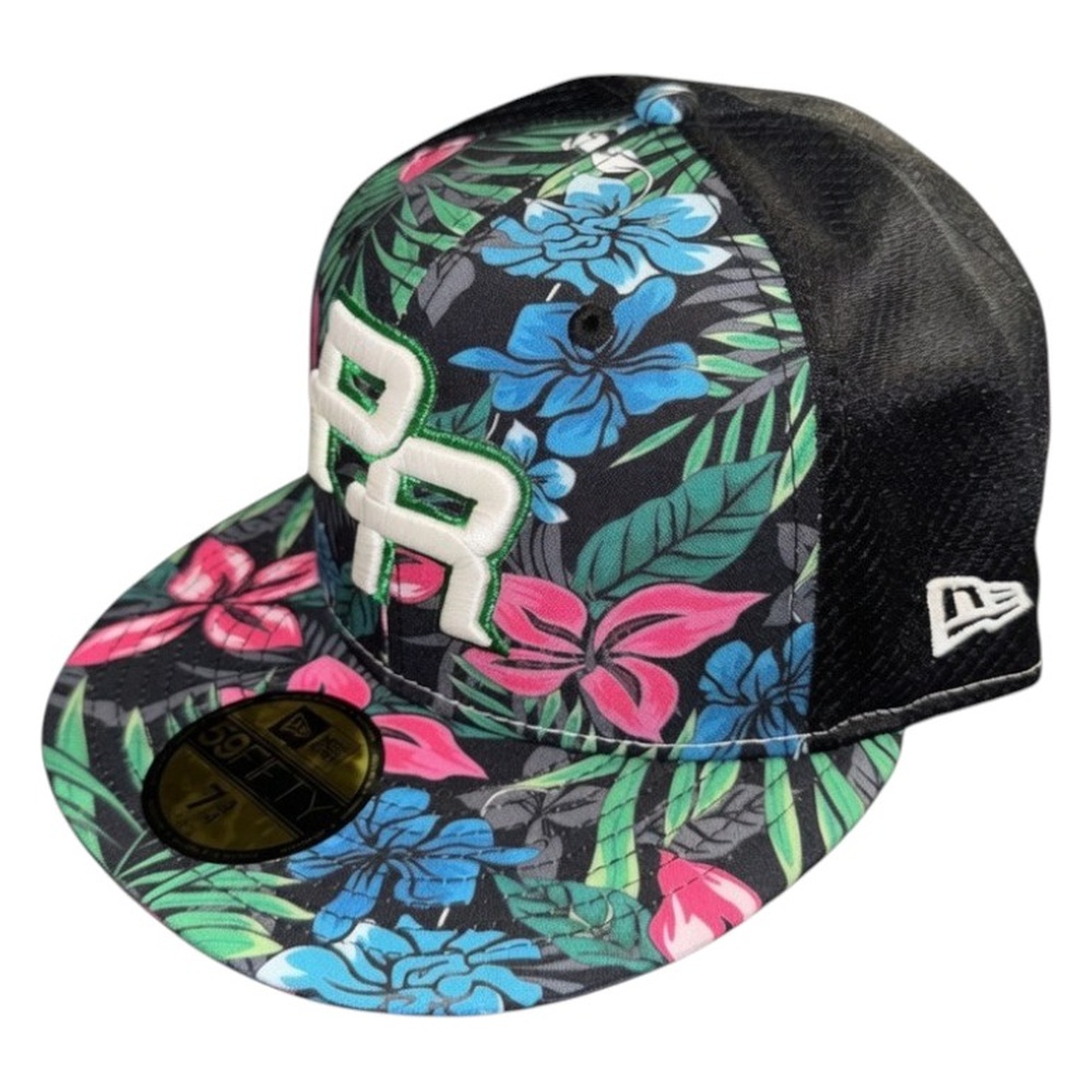 Puerto Rico Black and Floral Diamond Era Patch New 59FIFTY Fitted Hat