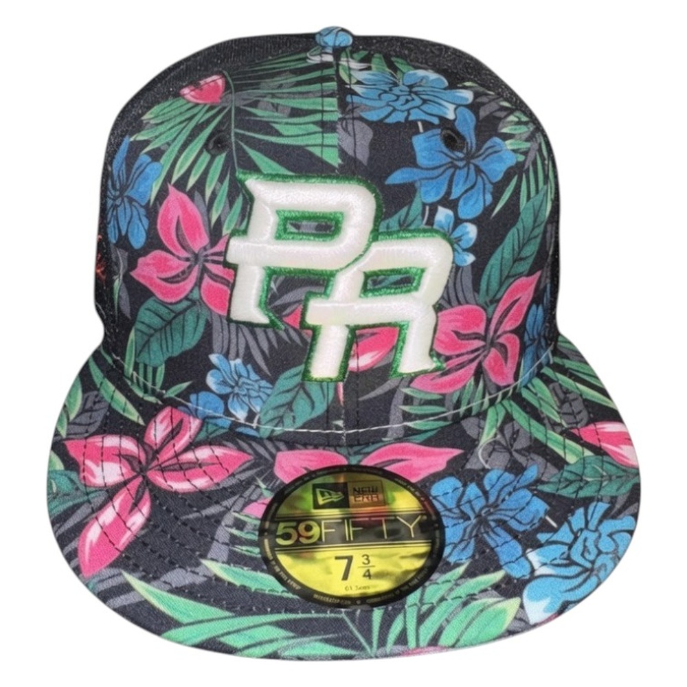 Puerto Rico Black and Floral Diamond Era Patch New 59FIFTY Fitted Hat
