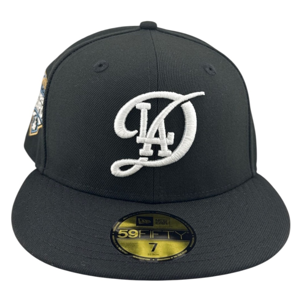 Los Angeles Dodgers Black City Connect Back to Champs Patch Icy UV New Era 59FIFTY Fitted Hat