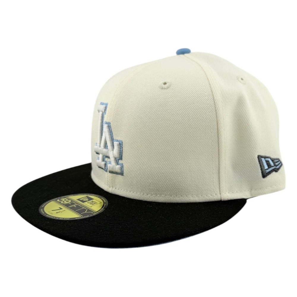Los Angeles Dodgers Chrome and Black Back to Champs Circle Patch Sky Blue UV New Era 59FIFTY Fitted Hat