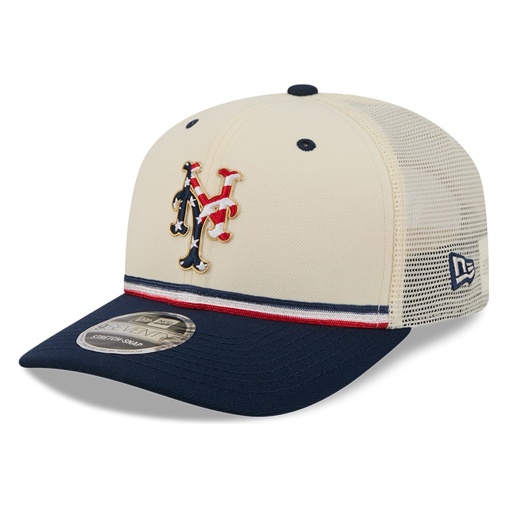 New York Mets 2026 Fourth of July USA 250 Patch New Era 9SEVENTY Trucker Adjustable Snapback Hat