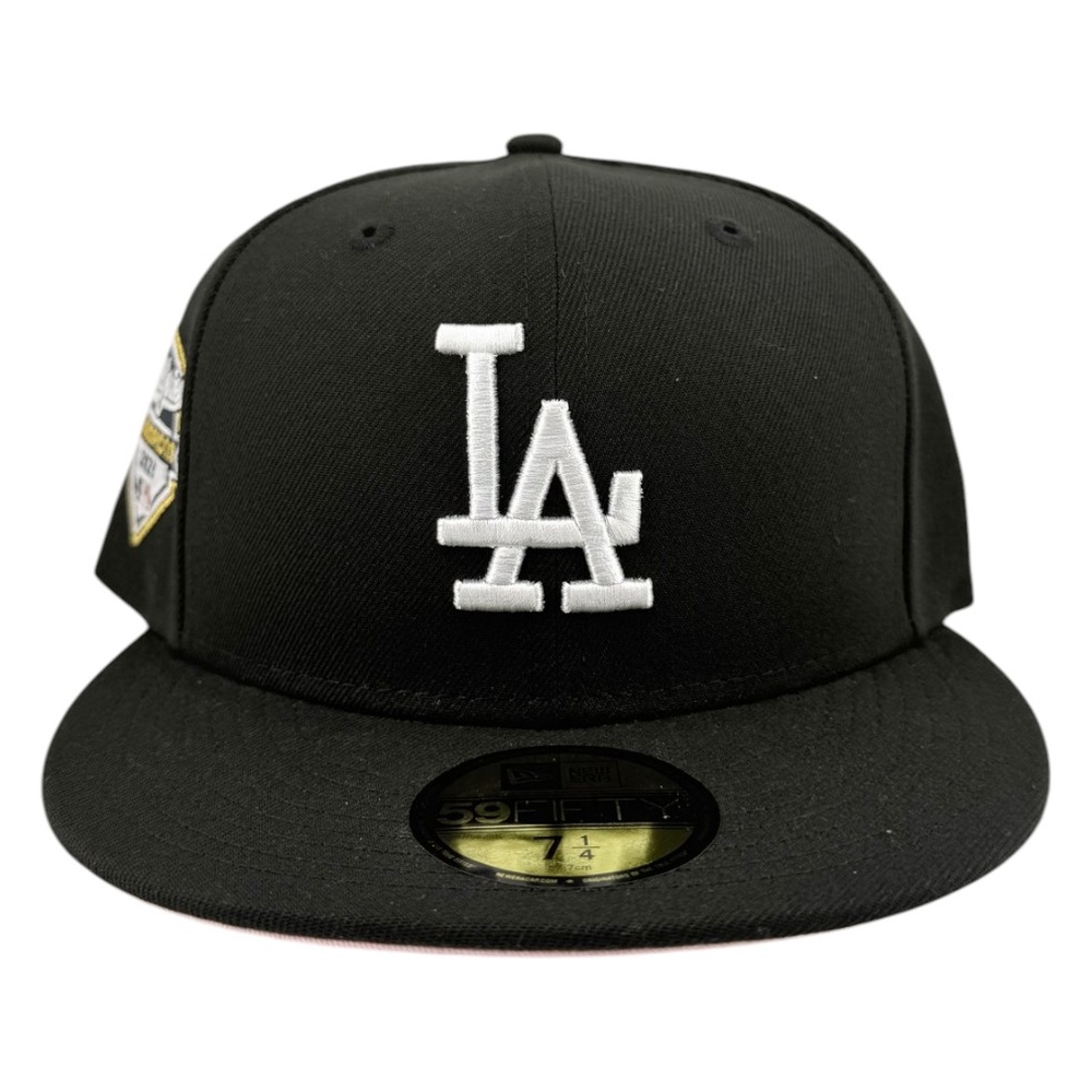 Los Angeles Dodgers Black 2025 WS Champions Patch Pink UV New Era 59FIFTY Fitted Hat
