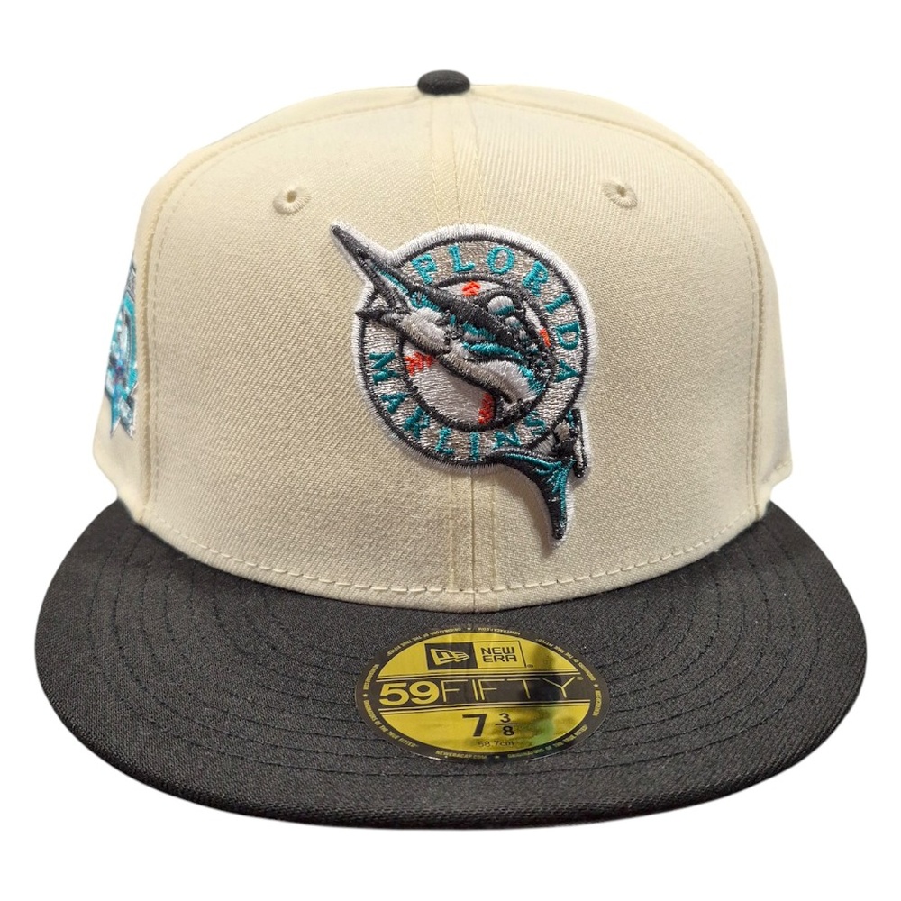 Florida Marlins Chrome and Black Metallic 30th Anniversary Patch New Era 59FIFTY Fitted Hat