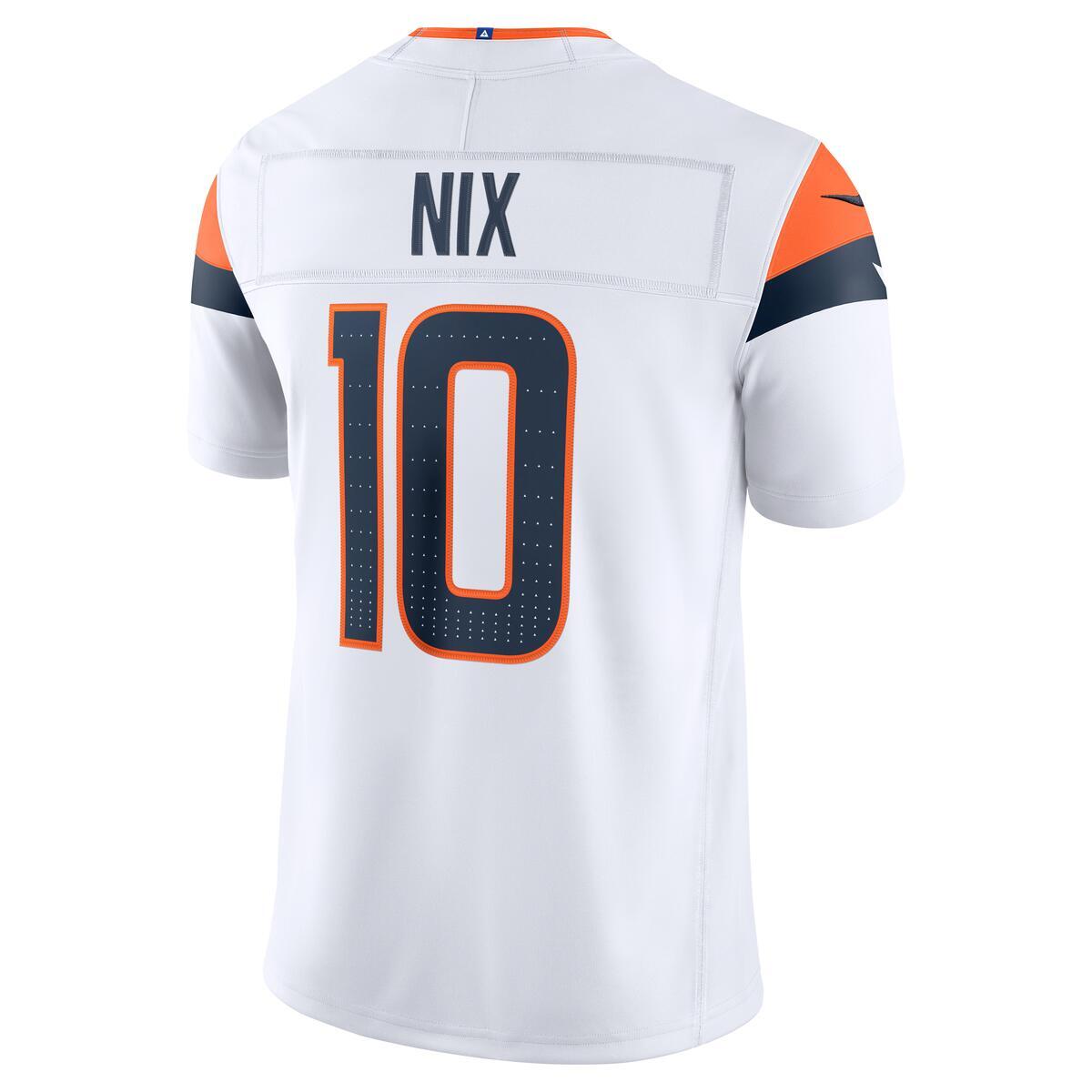 Denver Broncos Bo Nix White Away Nike Vapor F.U.S.E Stitched Limited Jersey