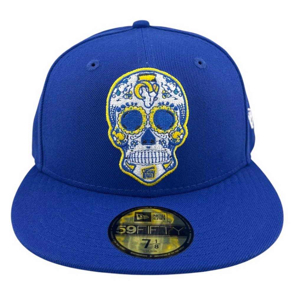Los Angeles Rams Royal Sugar Skull Plain Jane NFL New Era 59FIFTY Fitted Hat