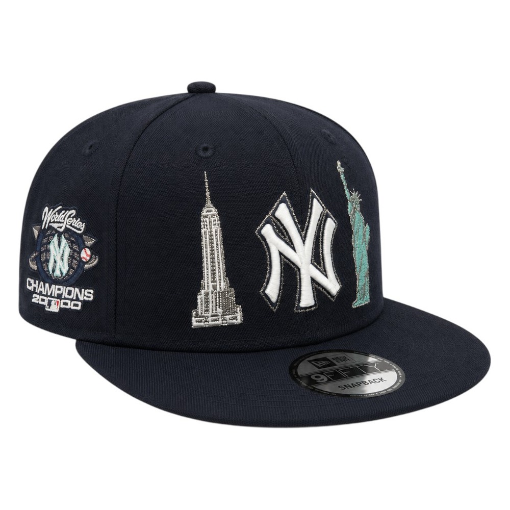 New York Yankees Navy Empire State Building and Statue of Liberty 2000 WS Champs Patch New Era 9FIFTY Snapback Hat