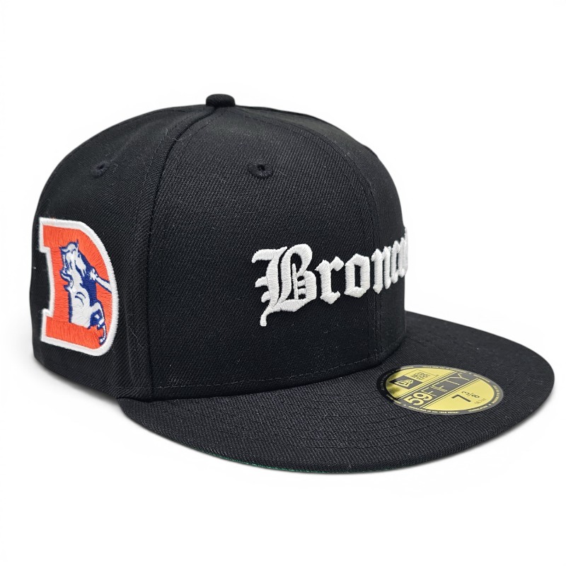 Denver Broncos Gothic Script Black Leon the Lab Green UV New Era 59FIFTY Fitted Hat