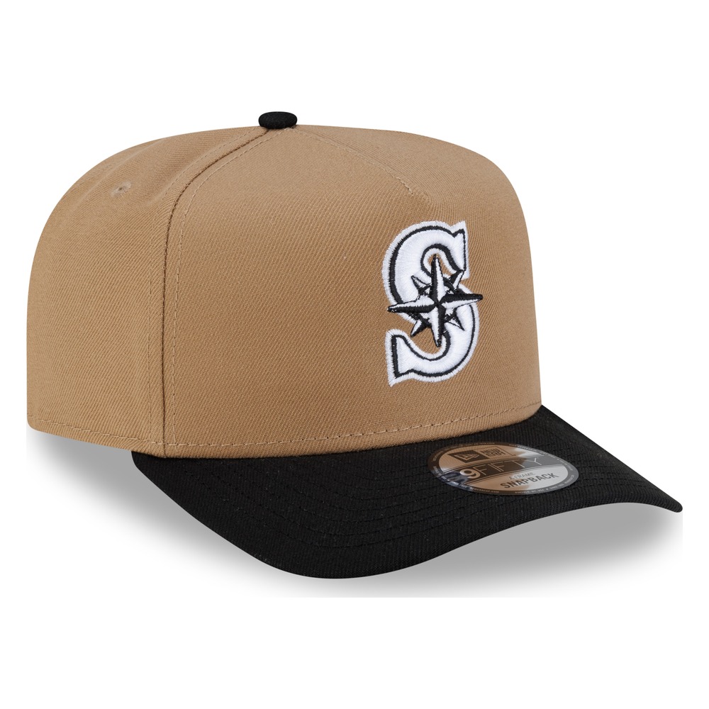 Seattle Mariners Khaki and Black New Era 9FIFTY A-Frame Snapback Hat